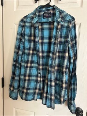 American Eagle Outfitters Blue Plaid Flannel Shirt